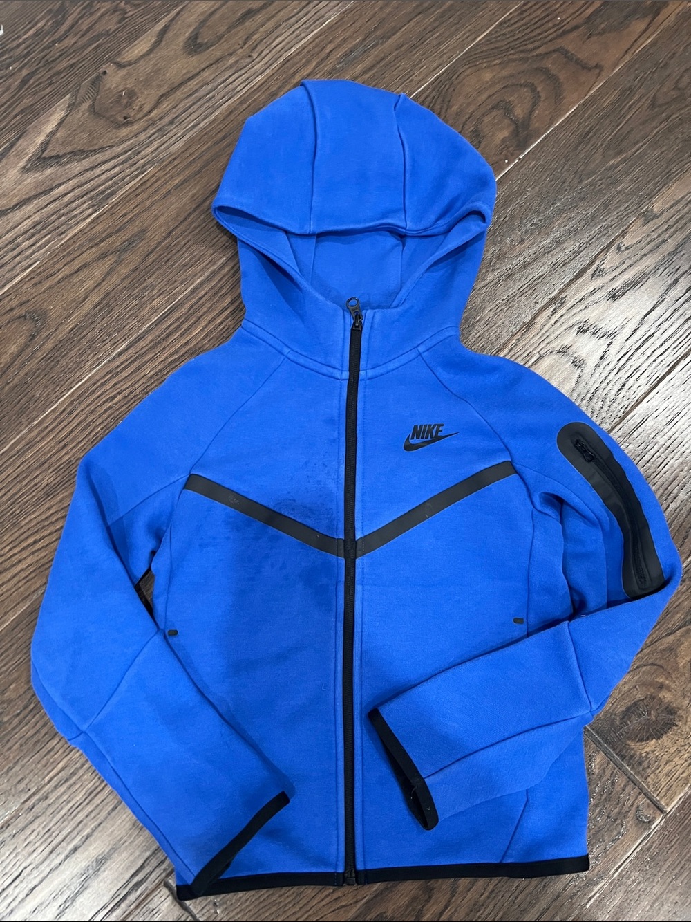 Nike Boys Blue Full-Zip Hooded Sweatshirt with Black Trim